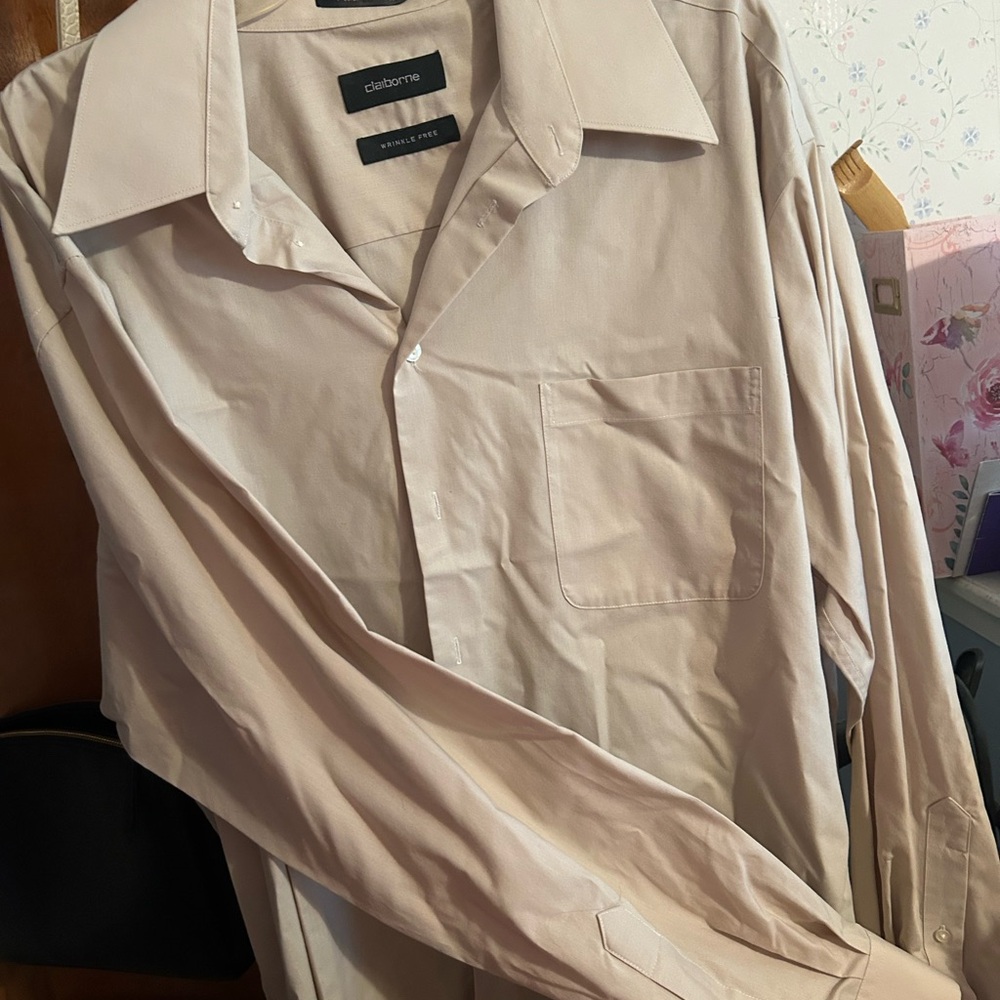Claiborne Khaki Men's Dress Shirt - Solid Color